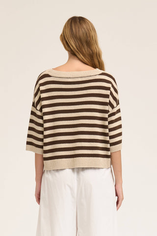 The Drop Shoulder Striped Knit Top