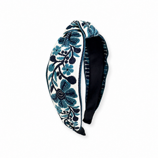 French Floral Woven Headband – Embroidered Texture