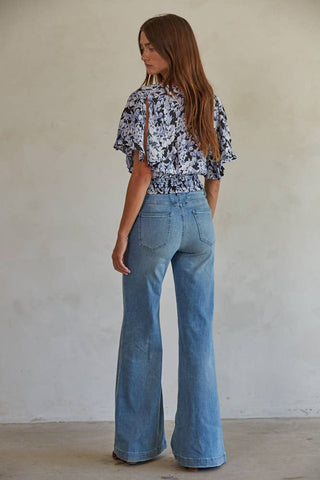 The Floral Smocked V-Neck Top