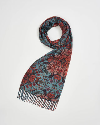 The Folksy Fox Fringed Scarf — Teal