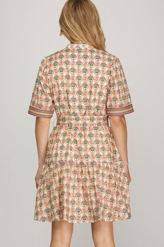 Cameo Block Print Mini Dress