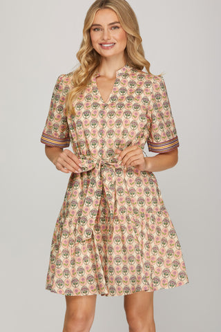 Cameo Block Print Mini Dress