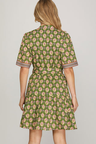 Cameo Block Print Mini Dress
