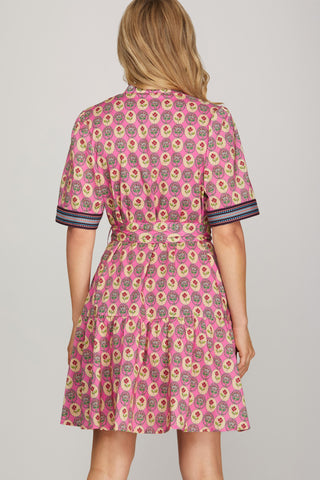 Cameo Block Print Mini Dress