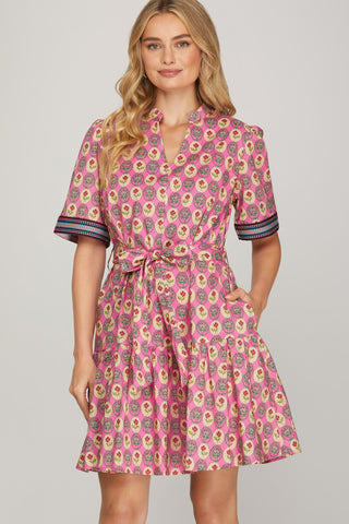 Cameo Block Print Mini Dress