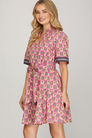 Cameo Block Print Mini Dress
