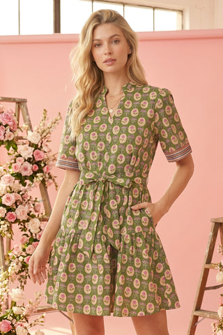 Cameo Block Print Mini Dress