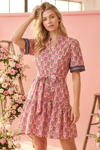 Cameo Block Print Mini Dress