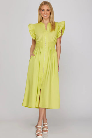 Meridian Zip Front Midi Dress