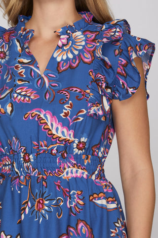 Fresco Ruffle Neck Midi Dress