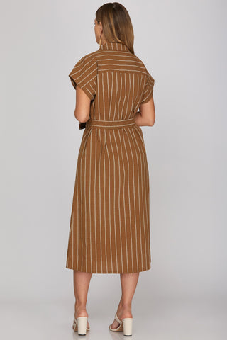 The Harriet Striped Button Down Midi Dress