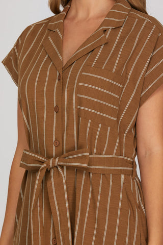 The Harriet Striped Button Down Midi Dress