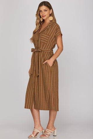 The Harriet Striped Button Down Midi Dress
