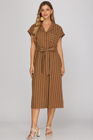The Harriet Striped Button Down Midi Dress