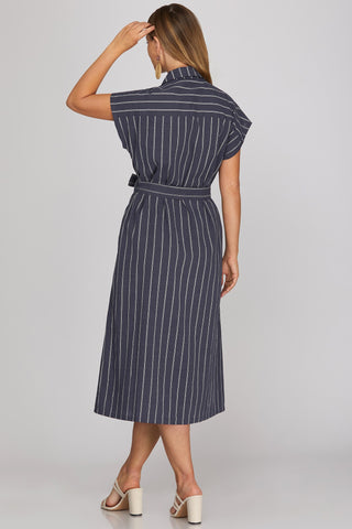 The Harriet Striped Button Down Midi Dress