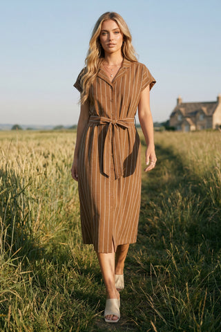 The Harriet Striped Button Down Midi Dress