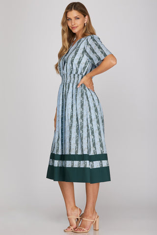 The Adeline Smocked Waist Midi Dress