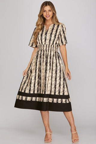 The Adeline Smocked Waist Midi Dress