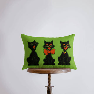 Vintage Halloween Cats Lumbar Pillow — 12x18"