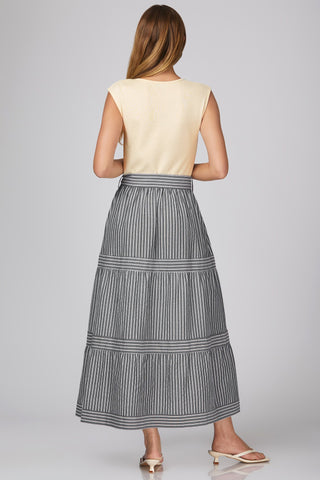 The Frances Striped Combo Midi Dress