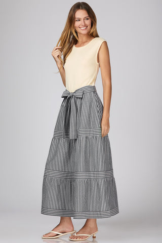 The Frances Striped Combo Midi Dress