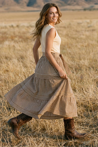 The Frances Striped Combo Midi Dress