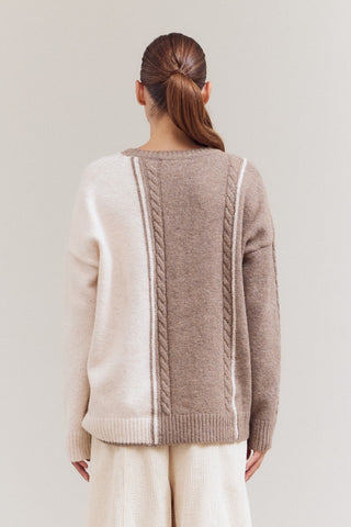Ava Contrast Cable Sweater