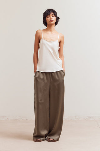 Marsha Satin Smocked Waist Pants