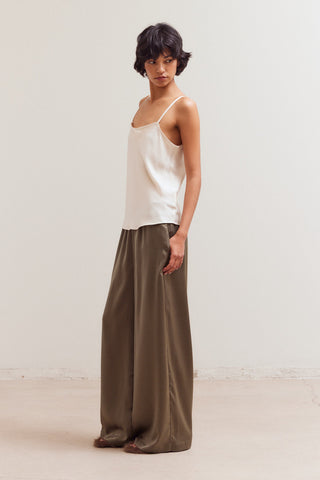 Marsha Satin Smocked Waist Pants