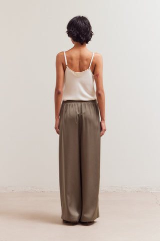 Marsha Satin Smocked Waist Pants
