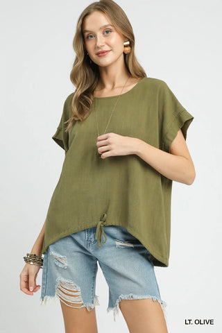 Brit Linen Drawstring Top