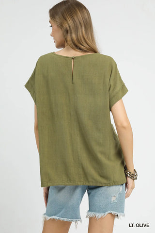 Brit Linen Drawstring Top