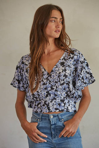 The Floral Smocked V-Neck Top