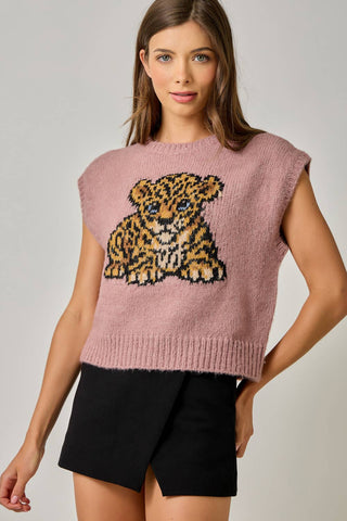 Cocoa Cub Leopard Mohair Vest