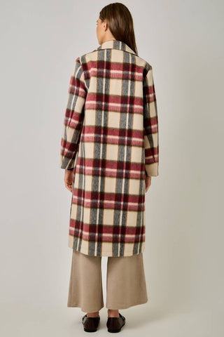 Midnight Moor Brushed Plaid Long Coat