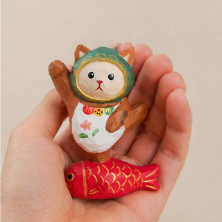 Cat Dancing on Fish Figurine
