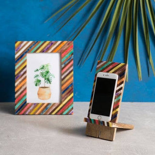 Banka Mundi Phone Stand for Desk - Handcrafted Wood, Bone