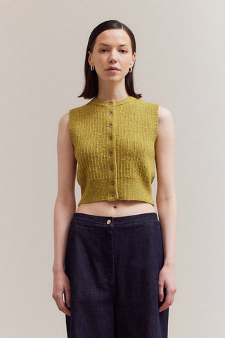 Lara Button Front Sleeveless Sweater Vest