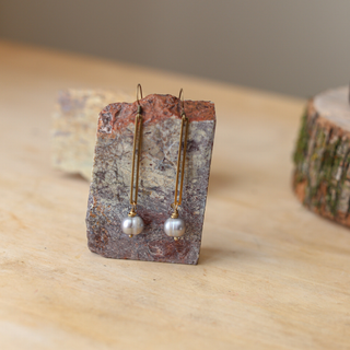Freshwater Pearl and Antique Brass Earrings