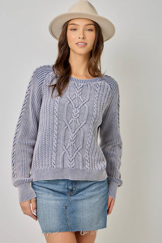 Meadowbrook Washed Cable Knit Sweater