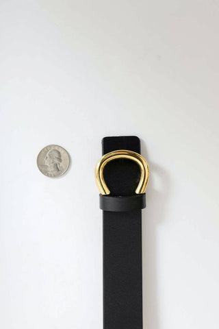 Gold Horseshoe Leather Belt