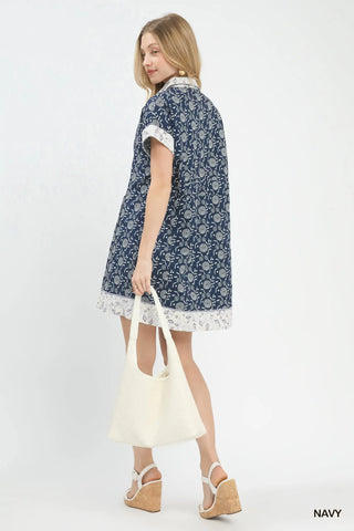 Emma Border Print Belted Shirt Dress In Store