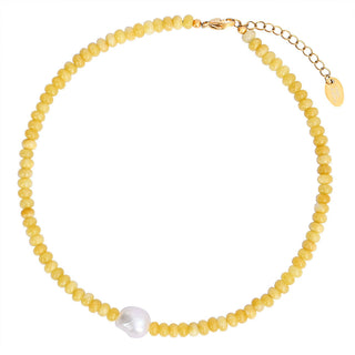 Golden Citrine Pearl Necklace
