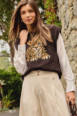 Cocoa Cub Leopard Mohair Vest