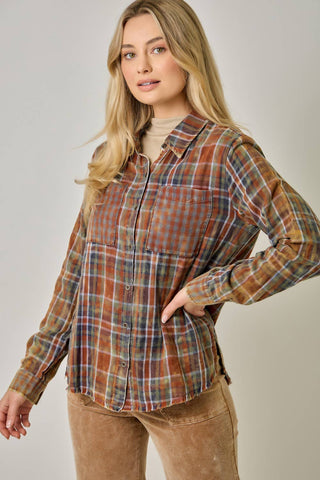 Hearthstone Washed Plaid Fringe Shirt