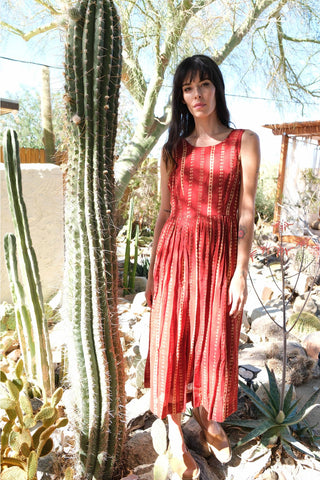 Red Blossom Midi Dress