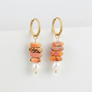 Ocean Bliss Pearl & Aventurine Jasper Hoop Drops