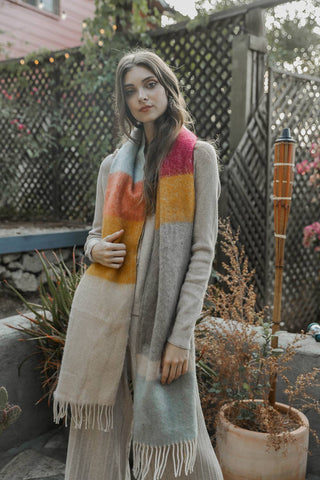 Palette Color Block Faux Mohair Scarf