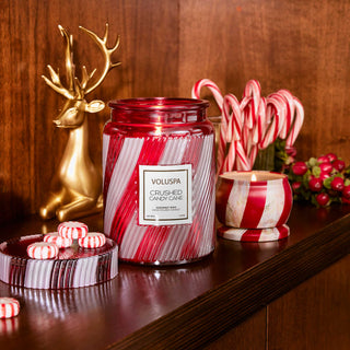 Crushed Candy Cane Large Glass Jar Candle - 18 oz