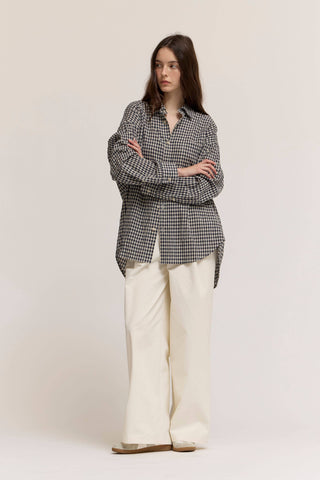 42192BG - STRIPE OVERSIZE GINGHAM SHIRT